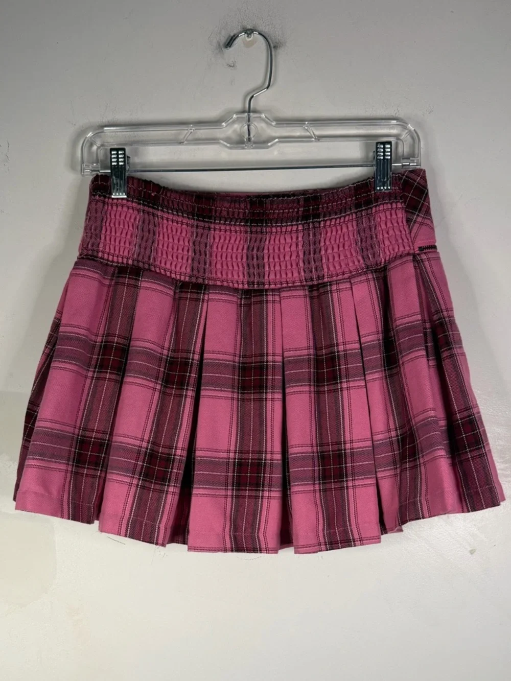 Justice Pink Plaid Pleated Skater Skirt
